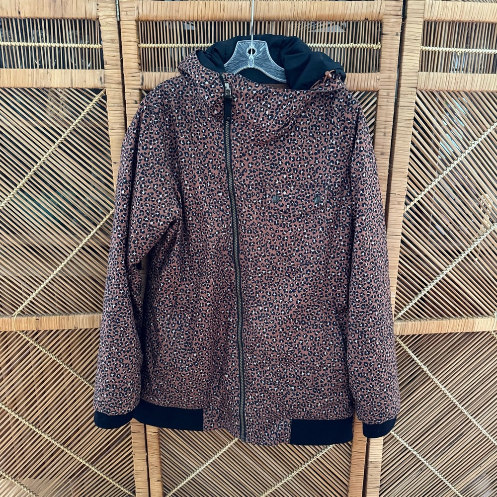 Burton Women's Leopard Print Ski Jacket, Black and Brown, L